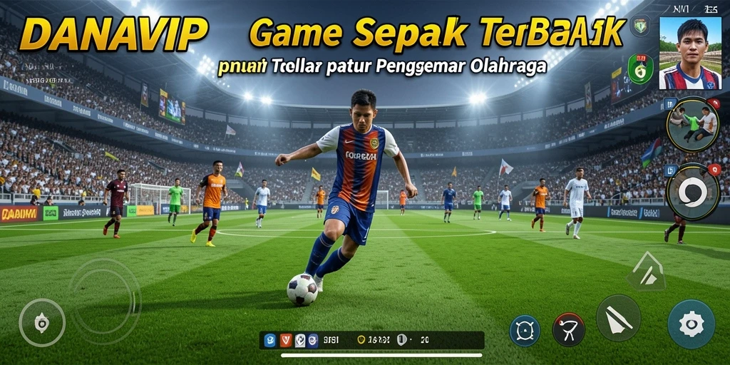 Tangkapan layar utama gameplay <strong>DANAVIP</strong> yang menampilkan pertandingan sepak bola seru.