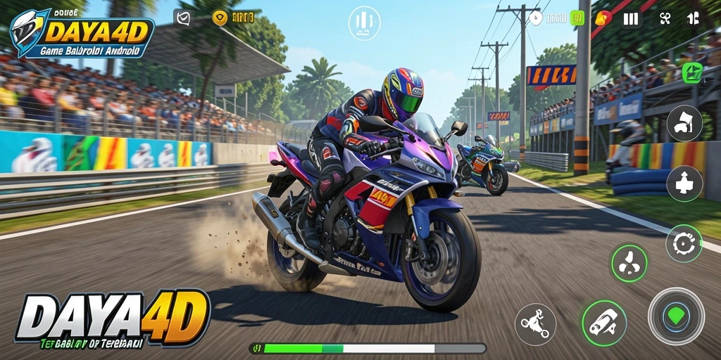 Tampilan gameplay DAYA4D yang mendebarkan saat balapan motor.