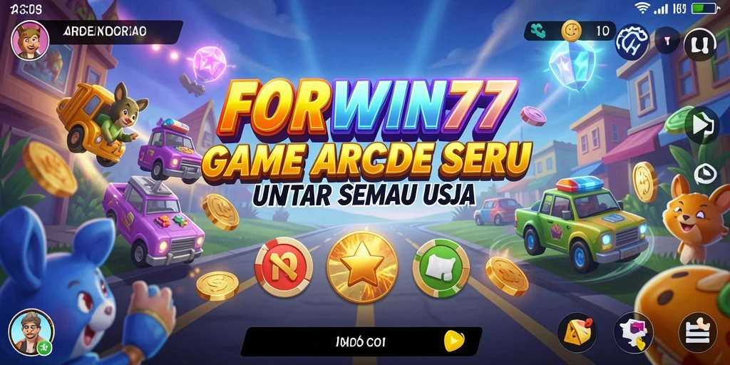 Tampilan gameplay FORWIN77 yang menarik dan penuh warna.