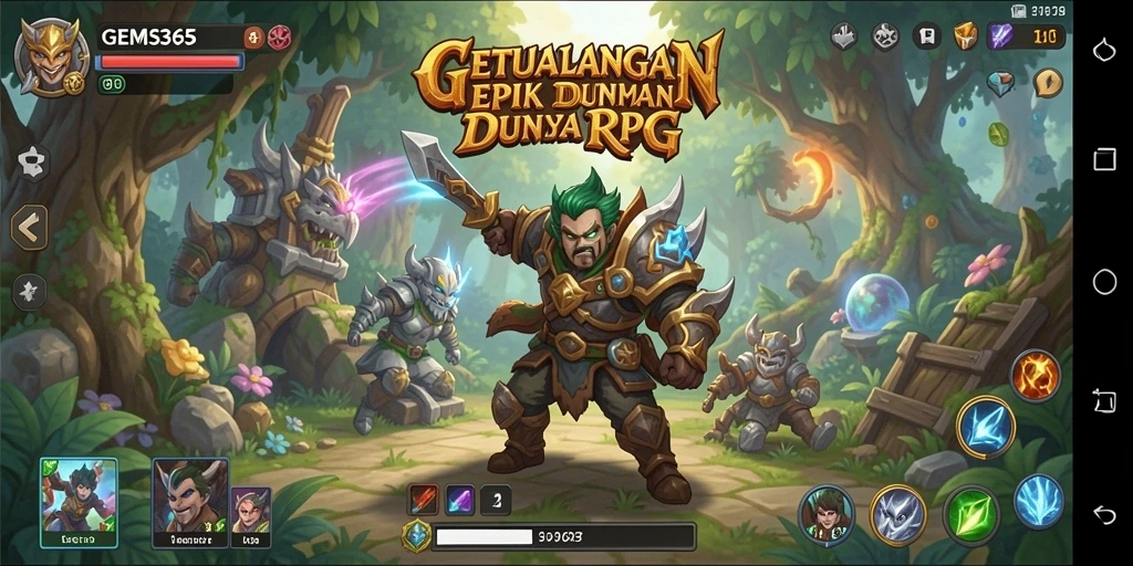 Tampilan gameplay menarik dari GEMS365 yang menonjolkan aksi RPG.