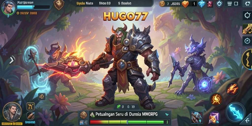 Tangkapan layar HUGO77 menunjukkan dunia MMORPG yang menakjubkan.