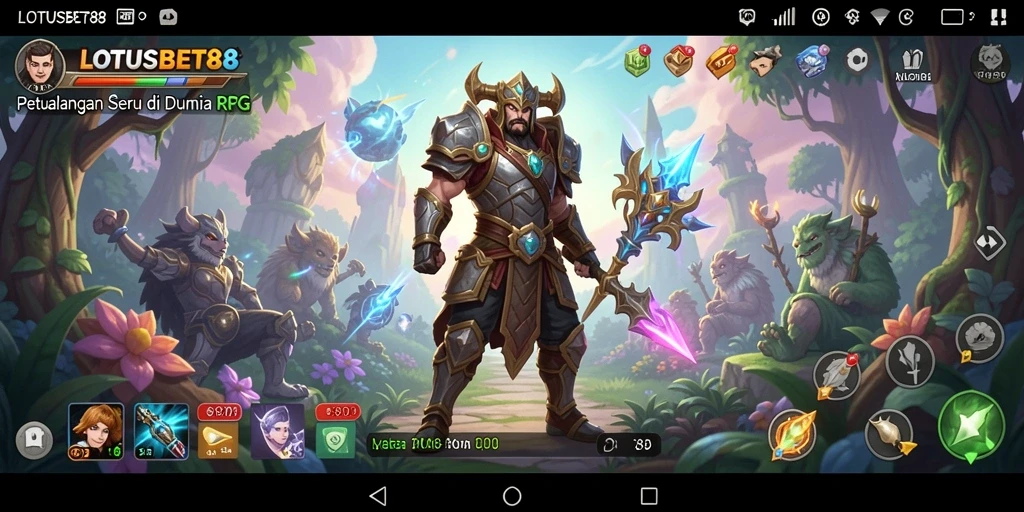 Gameplay LOTUSBET88 menampilkan petualangan RPG dengan pertarungan seru dan karakter dinamis.