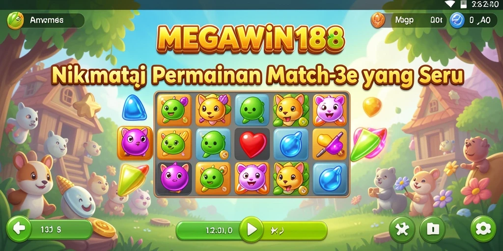 Screenshot gameplay MEGAWIN188 yang menampilkan aksi seru mencocokkan item.