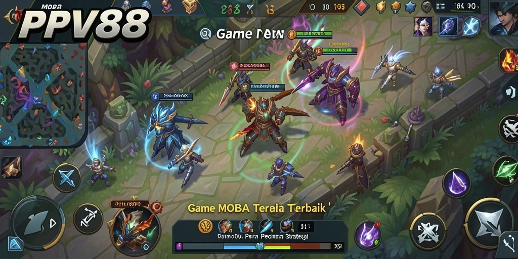 Tampilan intens dari pertempuran dalam game MOBA PPV88.